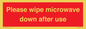 PV12296: Please wipe microwave down after use