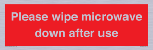 PV12296: Please wipe microwave down after use