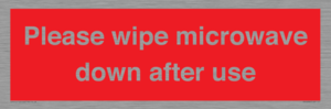 PV12296: Please wipe microwave down after use