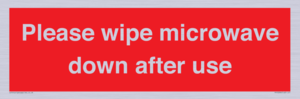 PV12296: Please wipe microwave down after use