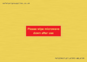 PV12296: Please wipe microwave down after use
