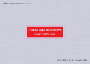 PV12296: Please wipe microwave down after use