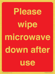 PV12296: Please wipe microwave down after use