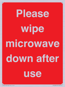 PV12296: Please wipe microwave down after use