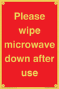 PV12296: Please wipe microwave down after use