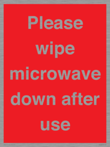 PV12296: Please wipe microwave down after use