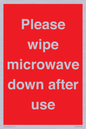 PV12296: Please wipe microwave down after use