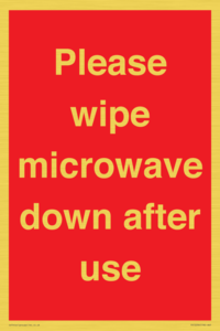 PV12296: Please wipe microwave down after use