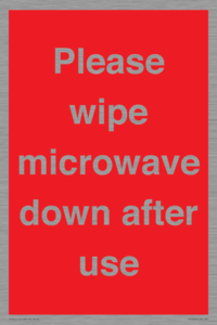 PV12296: Please wipe microwave down after use