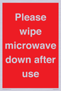 PV12296: Please wipe microwave down after use