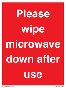 PV12296: Please wipe microwave down after use