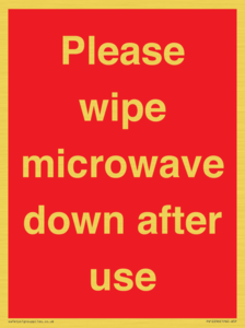 PV12296: Please wipe microwave down after use