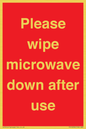 PV12296: Please wipe microwave down after use