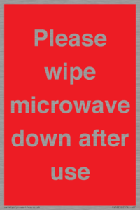 PV12296: Please wipe microwave down after use
