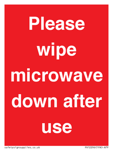 PV12296: Please wipe microwave down after use
