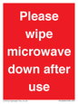 PV12296: Please wipe microwave down after use
