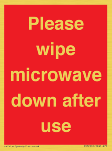 PV12296: Please wipe microwave down after use