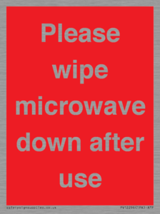 PV12296: Please wipe microwave down after use