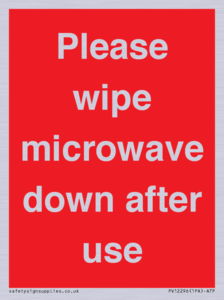 PV12296: Please wipe microwave down after use