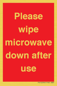 PV12296: Please wipe microwave down after use