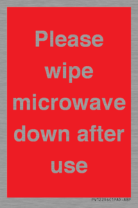 PV12296: Please wipe microwave down after use