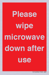 PV12296: Please wipe microwave down after use