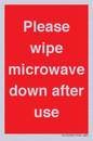 PV12296: Please wipe microwave down after use