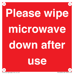 PV12296: Please wipe microwave down after use