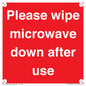 PV12296: Please wipe microwave down after use