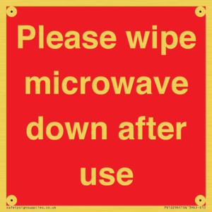 PV12296: Please wipe microwave down after use