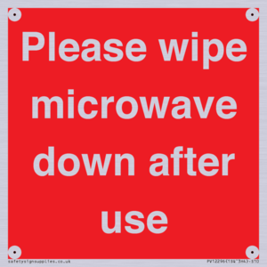 PV12296: Please wipe microwave down after use