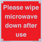 PV12296: Please wipe microwave down after use