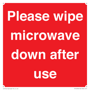 PV12296: Please wipe microwave down after use