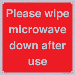 PV12296: Please wipe microwave down after use