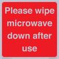 PV12296: Please wipe microwave down after use