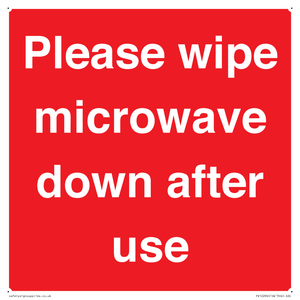 PV12296: Please wipe microwave down after use