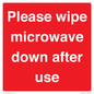 PV12296: Please wipe microwave down after use