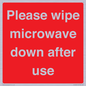 PV12296: Please wipe microwave down after use