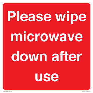 PV12296: Please wipe microwave down after use