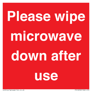 PV12296: Please wipe microwave down after use