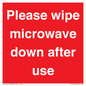PV12296: Please wipe microwave down after use