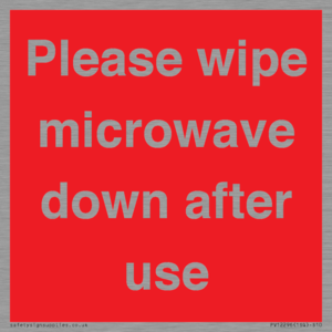 PV12296: Please wipe microwave down after use