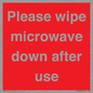 PV12296: Please wipe microwave down after use