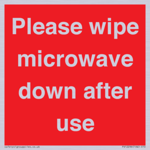 PV12296: Please wipe microwave down after use