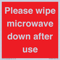 PV12296: Please wipe microwave down after use