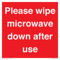 PV12296: Please wipe microwave down after use