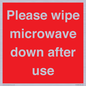 PV12296: Please wipe microwave down after use