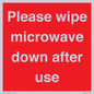 PV12296: Please wipe microwave down after use