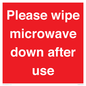 PV12296: Please wipe microwave down after use