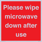 PV12296: Please wipe microwave down after use